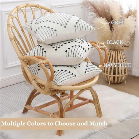 Boho Indoor Outdoor Throw Pillow Covers 18X18 Set of 2, Farmhouse - Picture 5 of 7